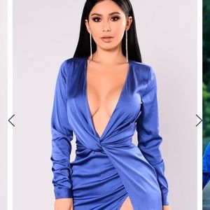 Royal blue satin dress
